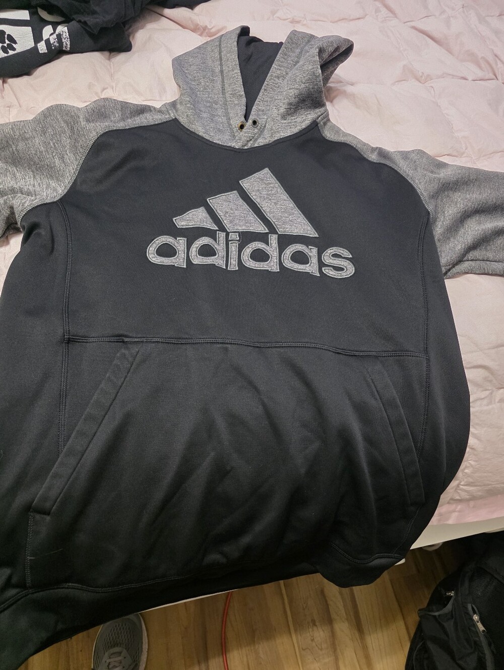 adidas Black and Gray Zip-Up Hoodie with Logo